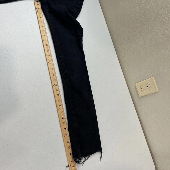 Acne Jeans Women High Rise‎ Straight Leg Denim Jeans Raw Hem Black 27 Core - Picture 10 of 13